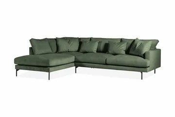 Menard 4-seters Venstrevendt Dyp L-formet Sjeselongsofa i Manchester - Grønn - Møbler - Sofaer - Sofa med sjeselong