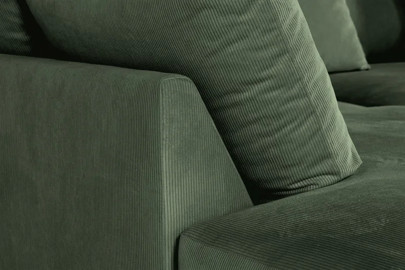 Menard 4-seters Venstrevendt Dyp L-formet Sjeselongsofa i Manchester - Grønn - Møbler - Sofaer - Sofa med sjeselong