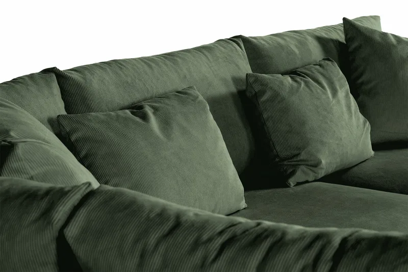 Menard 4-seters Venstrevendt Dyp L-formet Sjeselongsofa i Manchester - Grønn - Møbler - Sofaer - Sofa med sjeselong