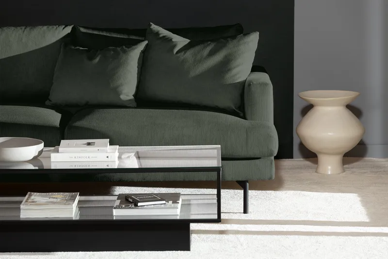 Menard 4-seters Venstrevendt Dyp L-formet Sjeselongsofa i Manchester - Grønn - Møbler - Sofaer - Sofa med sjeselong