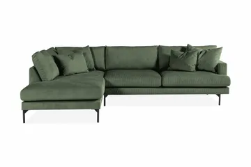 Menard 4-seters Venstrevendt Dyp L-formet Sjeselongsofa i Manchester - Grønn - Møbler - Sofaer - Sofa med sjeselong