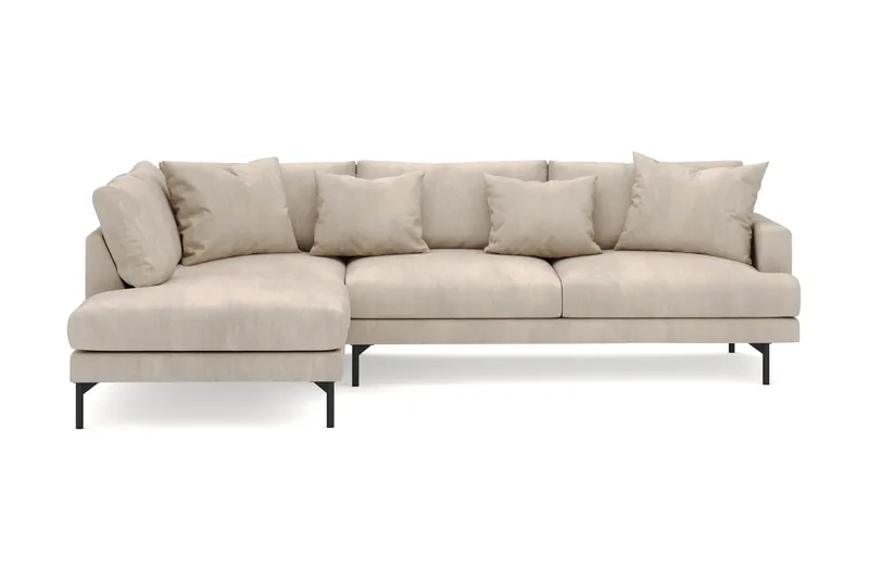 Menard 4-seters Venstrevendt Dyp L-formet Sjeselongsofa i Manchester - Greige - Møbler - Sofaer - Sofa med sjeselong