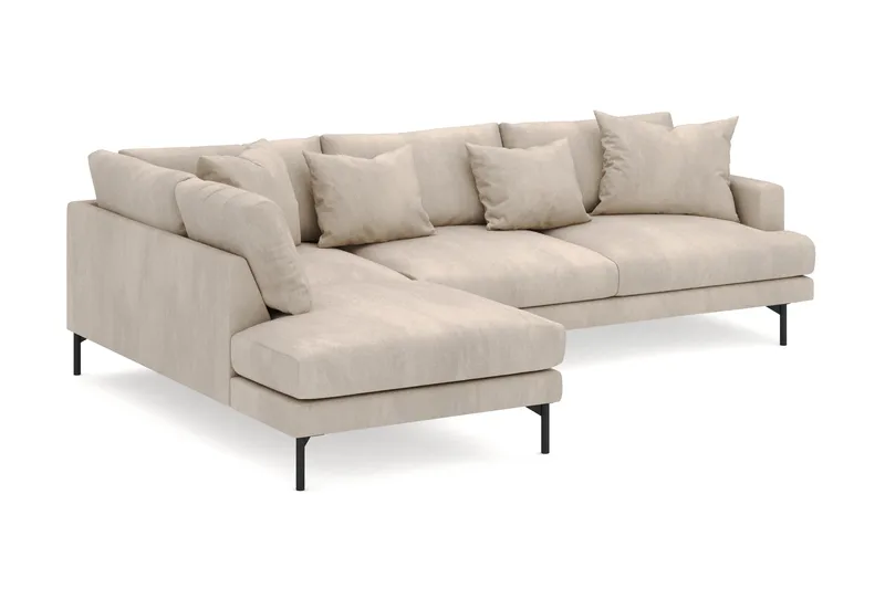 Menard 4-seters Venstrevendt Dyp L-formet Sjeselongsofa i Manchester - Greige - Møbler - Sofaer - Sofa med sjeselong