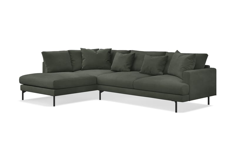 Menard 4-seters Venstrevendt Dyp L-formet Sjeselongsofa i Manchester - Mørk grønn - Møbler - Sofaer - Sofa med sjeselong