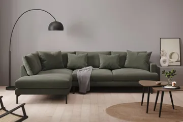 Menard 4-seters Venstrevendt Dyp L-formet Sjeselongsofa i Manchester - Mørk grønn - Møbler - Sofaer - Sofa med sjeselong