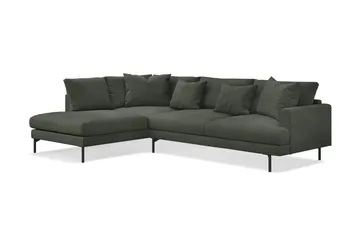 Menard 4-seters Venstrevendt Dyp L-formet Sjeselongsofa i Manchester - Mørk grønn - Møbler - Sofaer - Sofa med sjeselong