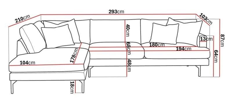 Menard 4-seters Venstrevendt Dyp L-formet Sjeselongsofa i Stoff - Beige - Møbler - Sofaer - Sofa med sjeselong