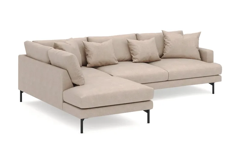 Menard 4-seters Venstrevendt Dyp L-formet Sjeselongsofa i Stoff - Beige - Møbler - Sofaer - Sofa med sjeselong