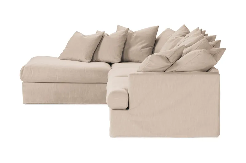 Menard 4-seters Venstrevendt Dyp L-formet Sjeselongsofa i Stoff - Beige - Møbler - Sofaer - Sofa med sjeselong