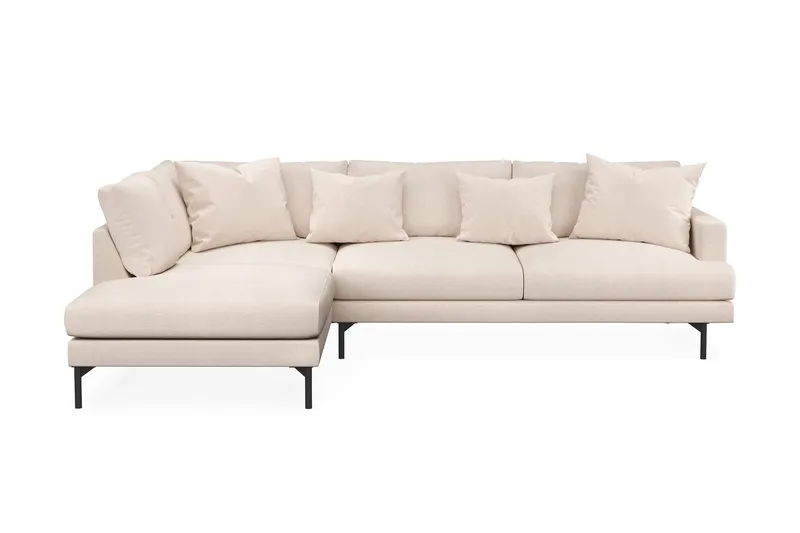 Menard 4-seters Venstrevendt Dyp L-formet Sjeselongsofa i Stoff - Beige - Møbler - Sofaer - Sofa med sjeselong