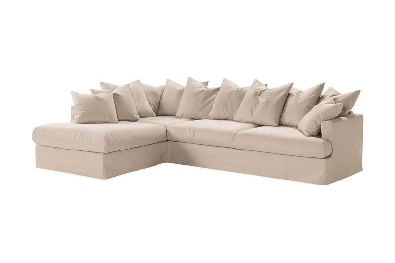 Menard 4-seters Venstrevendt Dyp L-formet Sjeselongsofa i Stoff - Beige - Møbler - Sofaer - Sofa med sjeselong