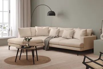 Menard 4-seters Venstrevendt Dyp L-formet Sjeselongsofa i Stoff - Beige - Møbler - Sofaer - Sofa med sjeselong