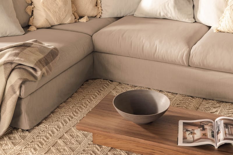 Menard 4-seters Venstrevendt Dyp L-formet Sjeselongsofa i Stoff - Beige - Møbler - Sofaer - Sofa med sjeselong