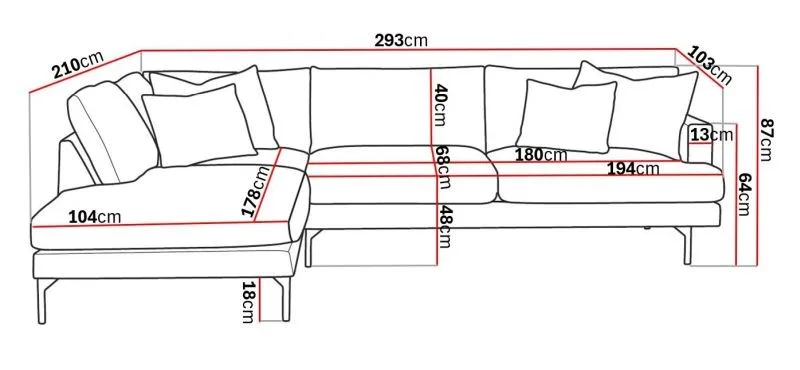 Menard 4-seters Venstrevendt Dyp L-formet Sjeselongsofa i Stoff - Beige - Møbler - Sofaer - Sofa med sjeselong