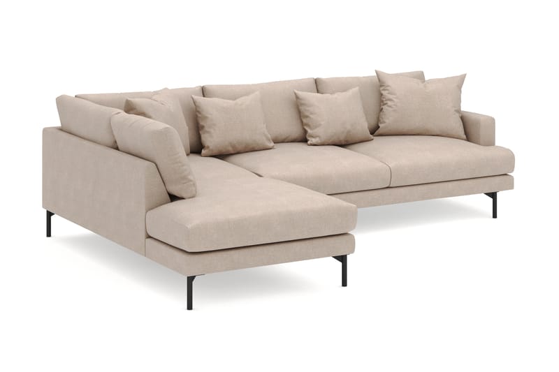 Menard 4-seters Venstrevendt Dyp L-formet Sjeselongsofa i Stoff - Beige - Møbler - Sofaer - Sofa med sjeselong