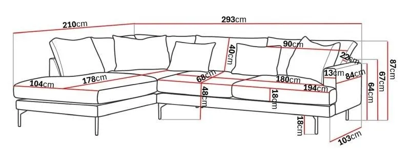 Menard 4-seters Venstrevendt Dyp L-formet Sjeselongsofa i Stoff - Beige - Møbler - Sofaer - Sofa med sjeselong