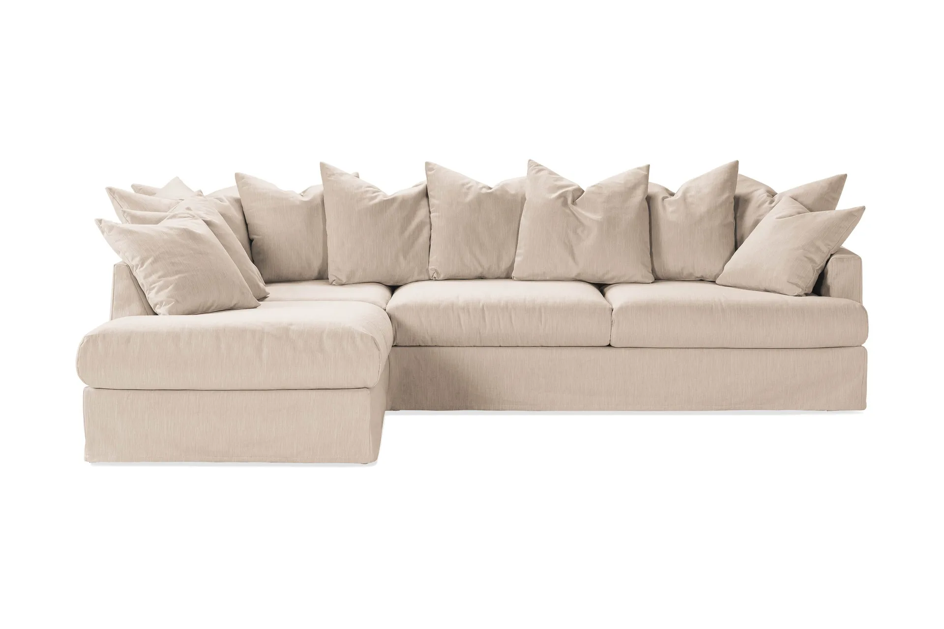 Menard 4-seters Venstrevendt Dyp L-formet Sjeselongsofa i Stoff - Beige