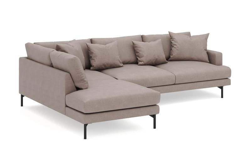 Menard 4-seters Venstrevendt Dyp L-formet Sjeselongsofa i Stoff - Brun - Møbler - Sofaer - Sofa med sjeselong