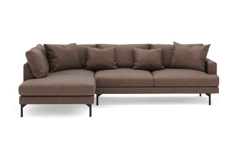 Menard 4-seters Venstrevendt Dyp L-formet Sjeselongsofa i Stoff - Brun - Møbler - Sofaer - Sofa med sjeselong