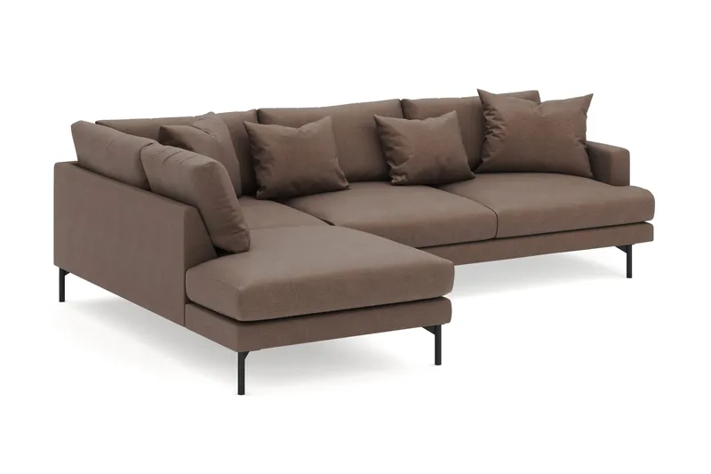 Menard 4-seters Venstrevendt Dyp L-formet Sjeselongsofa i Stoff - Brun - Møbler - Sofaer - Sofa med sjeselong