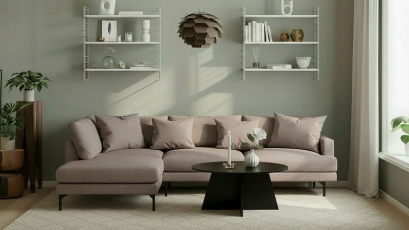 Menard 4-seters Venstrevendt Dyp L-formet Sjeselongsofa i Stoff - Brun - Møbler - Sofaer - Sofa med sjeselong