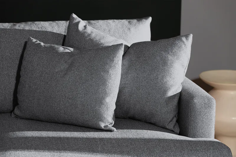 Menard 4-seters Venstrevendt Dyp L-formet Sjeselongsofa i Stoff - Grå - Møbler - Sofaer - Sofa med sjeselong