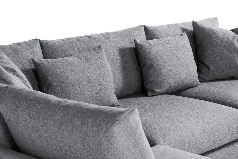 Menard 4-seters Venstrevendt Dyp L-formet Sjeselongsofa i Stoff - Grå - Møbler - Sofaer - Sofa med sjeselong