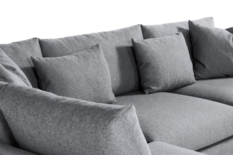 Menard 4-seters Venstrevendt Dyp L-formet Sjeselongsofa i Stoff - Grå - Møbler - Sofaer - Sofa med sjeselong