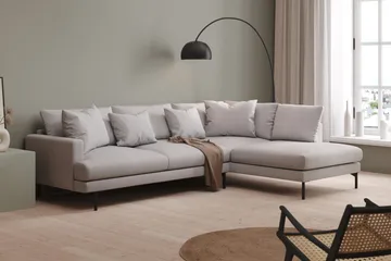 Menard 4-seters Venstrevendt Dyp L-formet Sjeselongsofa i Stoff - Lys grå - Møbler - Sofaer - Sofa med sjeselong