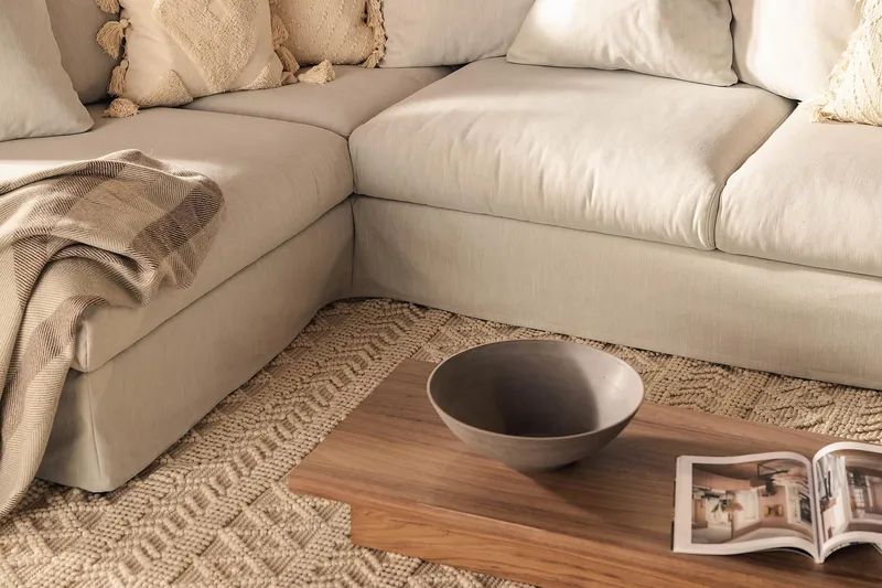 Menard 4-seters Venstrevendt Dyp L-formet Sjeselongsofa i Stoff - Lys grå - Møbler - Sofaer - Sofa med sjeselong