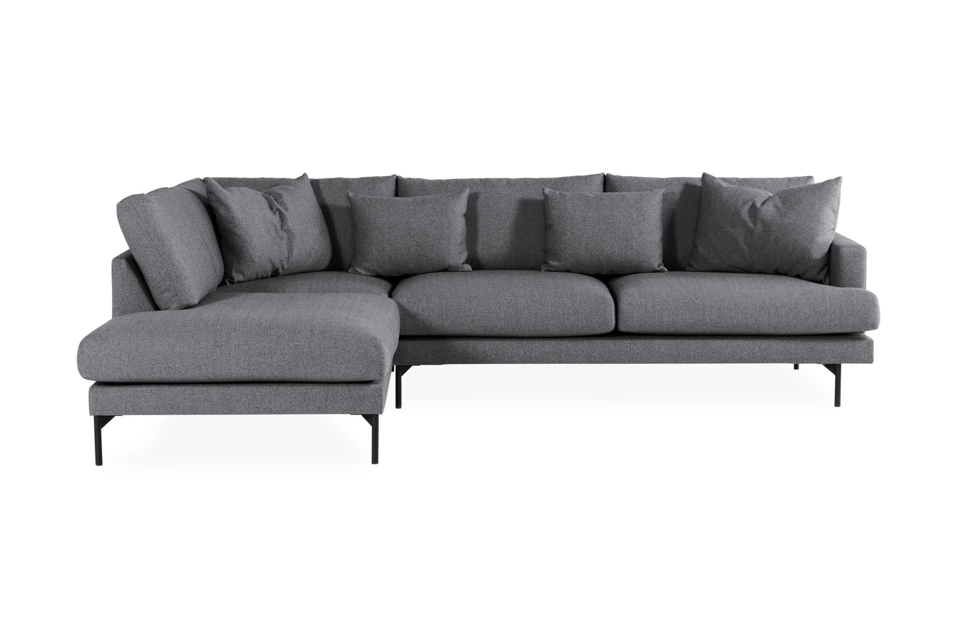 Menard 4-seters Venstrevendt Dyp L-formet Sjeselongsofa i Stoff - Mørk grå - Møbler - Sofaer - Sofa med sjeselong