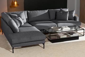 Menard 4-seters Venstrevendt Dyp L-formet Sjeselongsofa i Stoff - Mørk grå - Møbler - Sofaer - Sofa med sjeselong