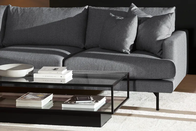 Menard 4-seters Venstrevendt Dyp L-formet Sjeselongsofa i Stoff - Mørk grå - Møbler - Sofaer - Sofa med sjeselong