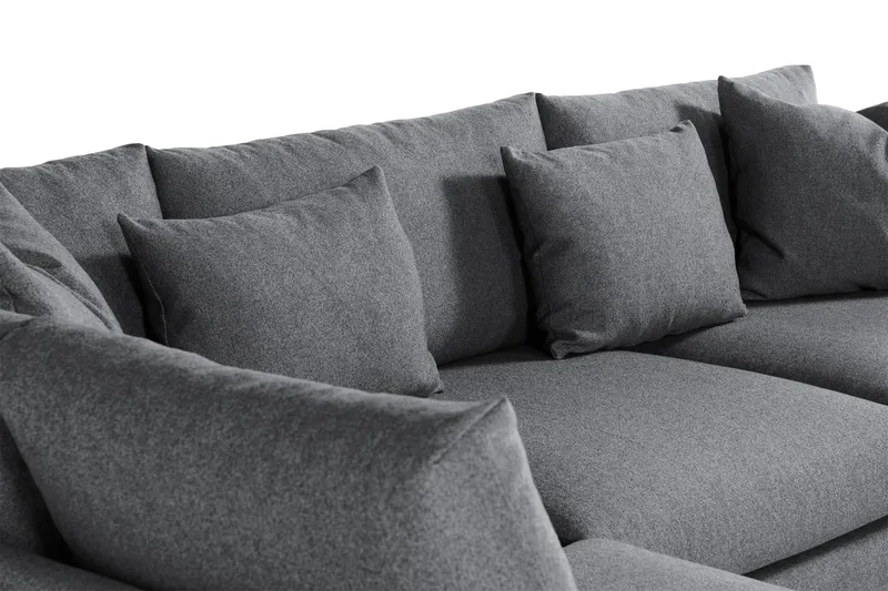 Menard 4-seters Venstrevendt Dyp L-formet Sjeselongsofa i Stoff - Mørk grå - Møbler - Sofaer - Sofa med sjeselong