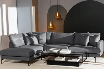 Menard 4-seters Venstrevendt Dyp L-formet Sjeselongsofa i Stoff - Mørk grå - Møbler - Sofaer - Sofa med sjeselong