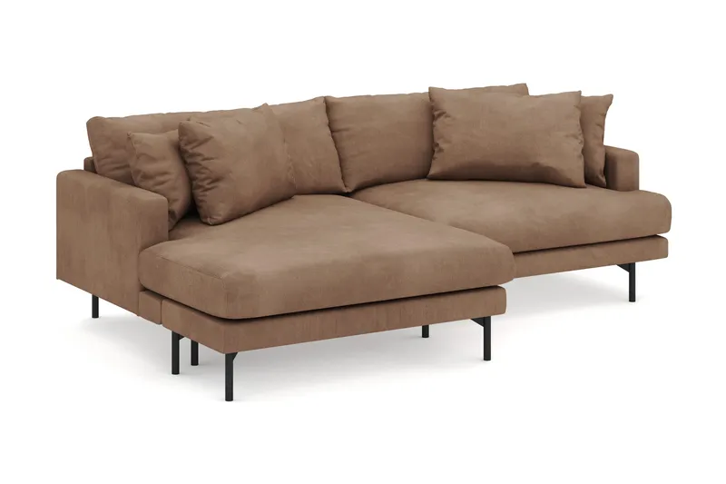 Menard 4-seters Venstrevendt L-formet Divansofa i Manchester - Brun - Møbler - Sofaer - Sofa med sjeselong