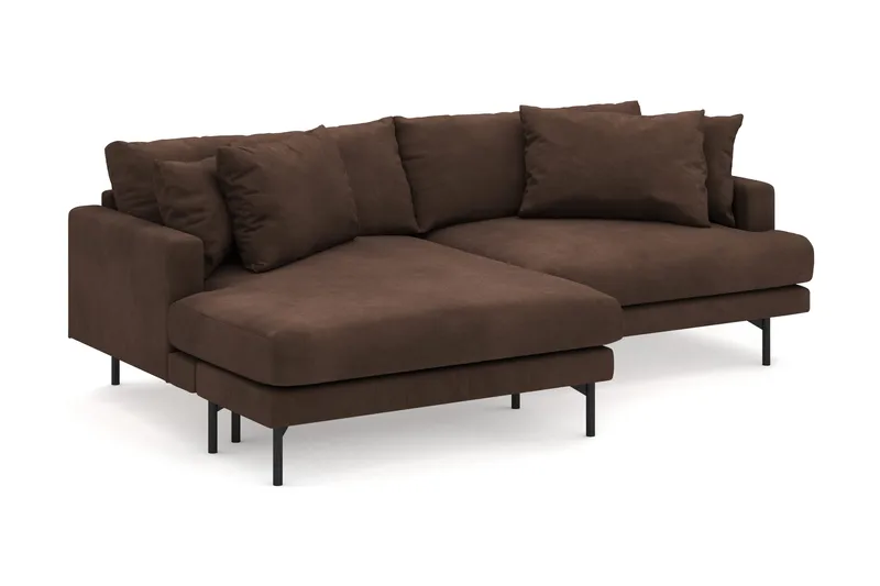Menard 4-seters Venstrevendt L-formet Divansofa i Manchester - Brun - Møbler - Sofaer - Sofa med sjeselong