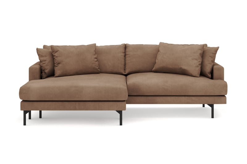 Menard 4-seters Venstrevendt L-formet Divansofa i Manchester - Brun - Møbler - Sofaer - Sofa med sjeselong
