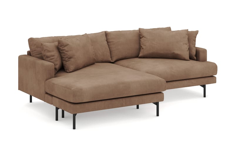 Menard 4-seters Venstrevendt L-formet Divansofa i Manchester - Brun - Møbler - Sofaer - Sofa med sjeselong