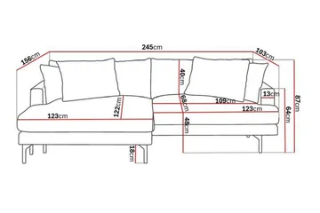 Menard 4-seters Venstrevendt L-formet Divansofa i Manchester - Mørk grå - Møbler - Sofaer - Sofa med sjeselong - 4 seters sofa med divan