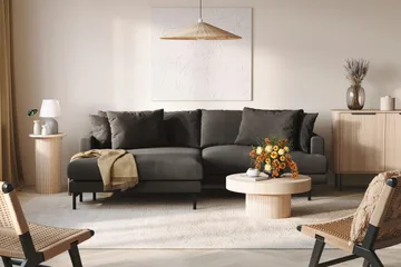 Menard 4-seters Venstrevendt L-formet Divansofa i Manchester - Mørk grå - Møbler - Sofaer - Sofa med sjeselong - 4 seters sofa med divan