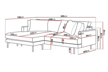 Menard 4-seters Venstrevendt L-formet Divansofa i Manchester - Mørk grå - Møbler - Sofaer - Sofa med sjeselong - 4 seters sofa med divan