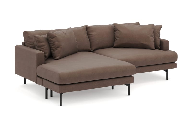 Menard 4-seters Venstrevendt L-formet Divansofa i Stoff - Brun - Møbler - Sofaer - Sofa med sjeselong