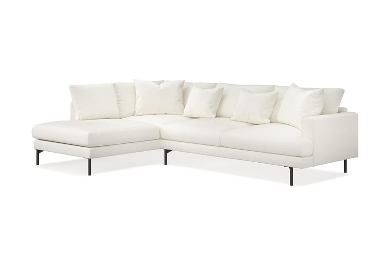 Menard 4-seters Venstrevendt L-formet Sjeselongsofa i Bouclé - Hvit - Møbler - Sofaer - Sofa med sjeselong