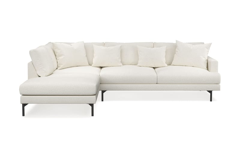 Menard 4-seters Venstrevendt L-formet Sjeselongsofa i Bouclé - Hvit - Møbler - Sofaer - Sofa med sjeselong