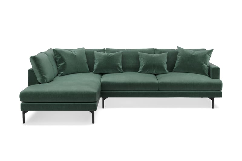 Menard 4-seters Venstrevendt L-formet Sjeselongsofa i Fløyel - Mørk grønn - Møbler - Sofaer - Sofa med sjeselong
