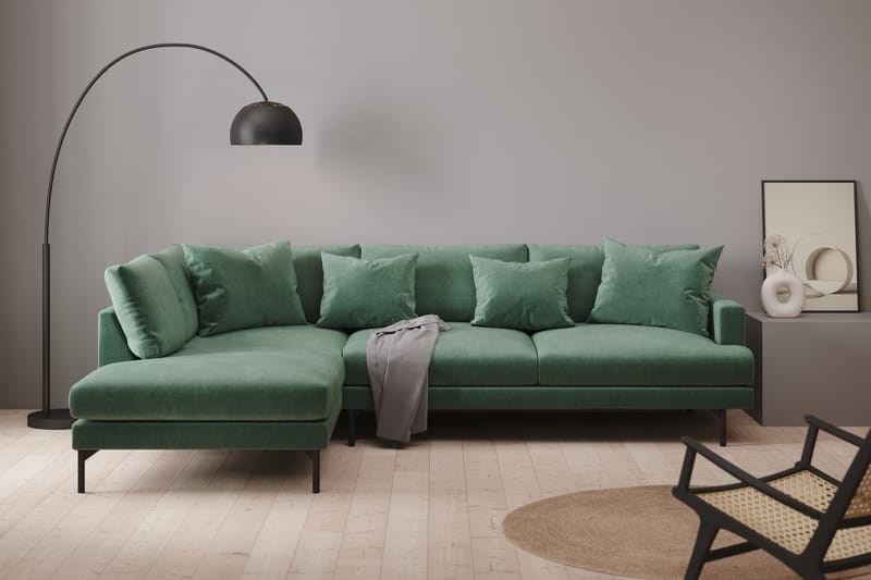 Menard 4-seters Venstrevendt L-formet Sjeselongsofa i Fløyel - Mørk grønn - Møbler - Sofaer - Sofa med sjeselong