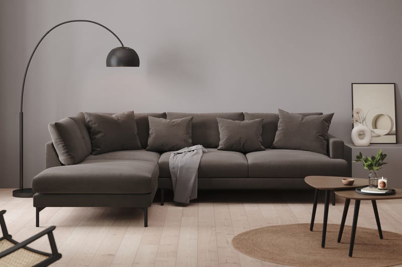 Menard 4-seters Venstrevendt L-formet Sjeselongsofa i Manchester - Mørk grå - Møbler - Sofaer - Sofa med sjeselong