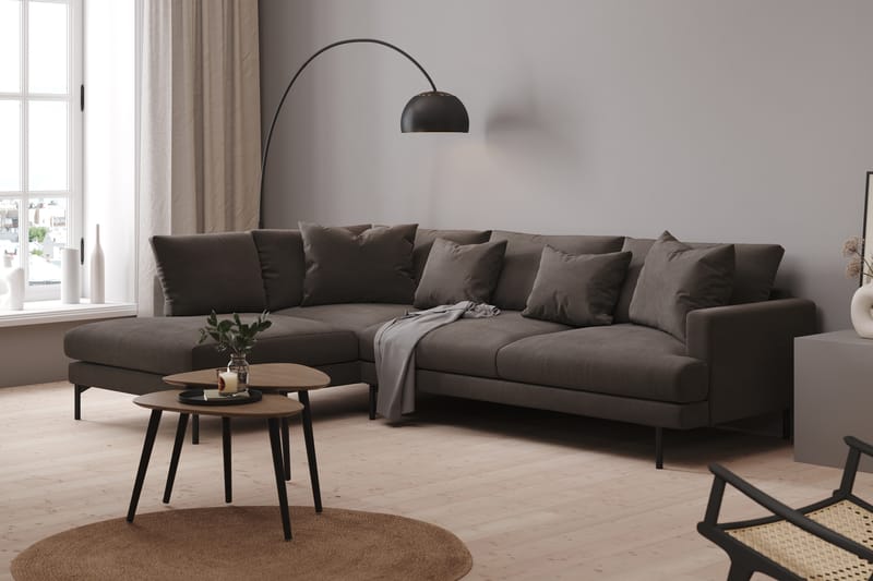 Menard 4-seters Venstrevendt L-formet Sjeselongsofa i Manchester - Mørk grå - Møbler - Sofaer - Sofa med sjeselong