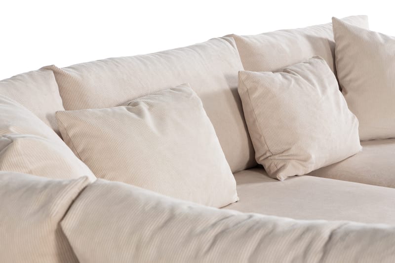 Menard 4-seters Venstrevendt L-formet Sjeselongsofa i Manchester med 2 Nakkeputer - Beige - Møbler - Sofaer - Sofa med sjeselong - 4 seters sofa med divan